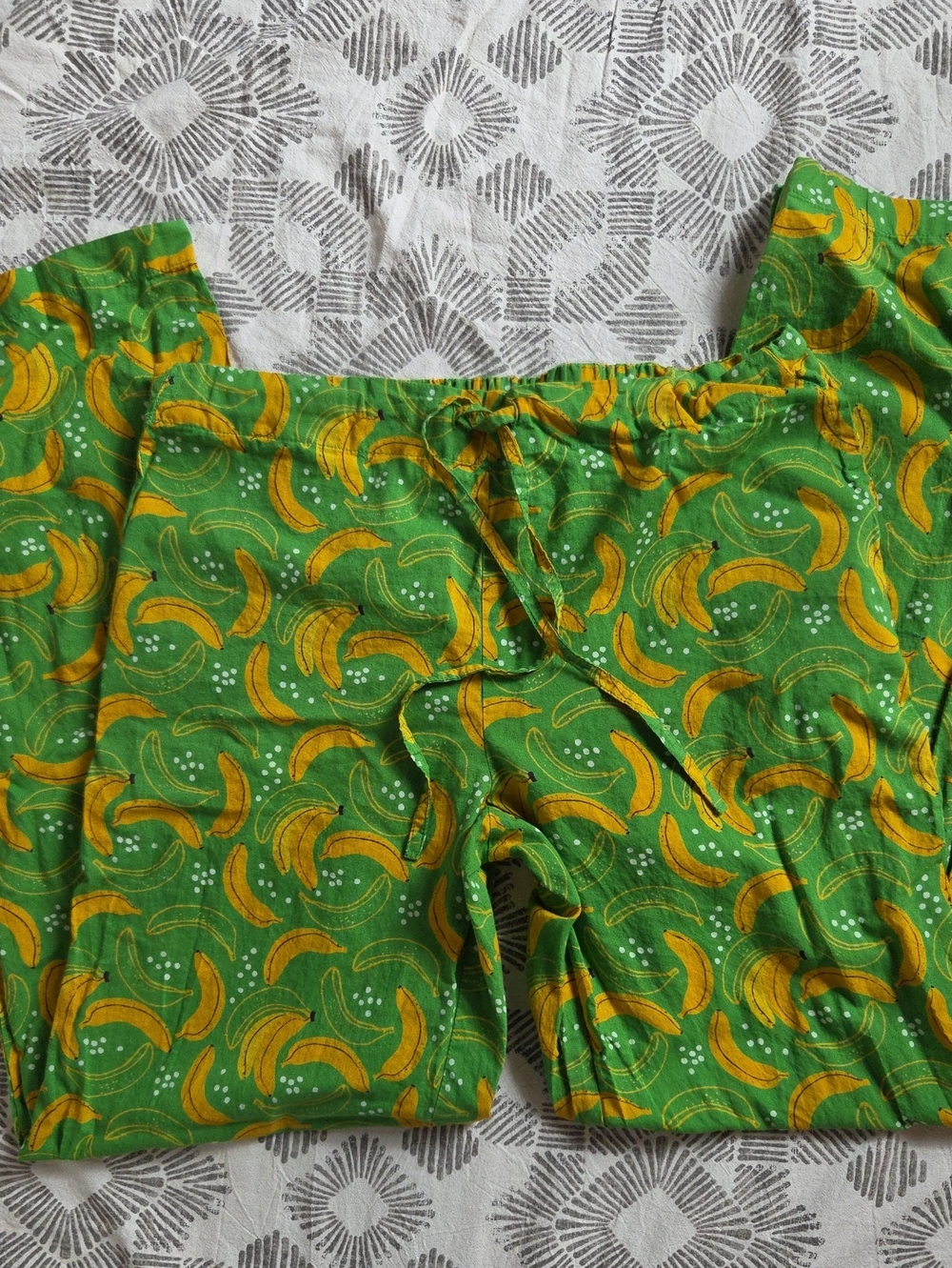 Mahogany Green Banana Print Cotton Pajama Lounge Pants SzS